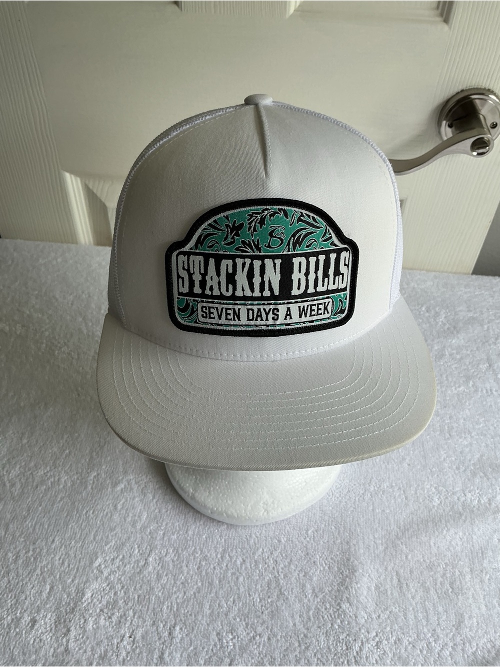 STACKIN BILLS White Mesh Trucker Hat